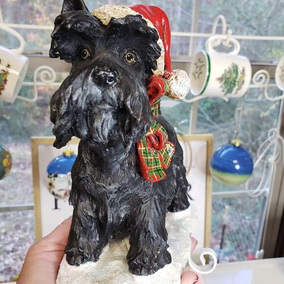 Adorable Vintage Scotty Dog Christmas Stocking Hanger Resin RARE Scottish - Picture 9 of 11